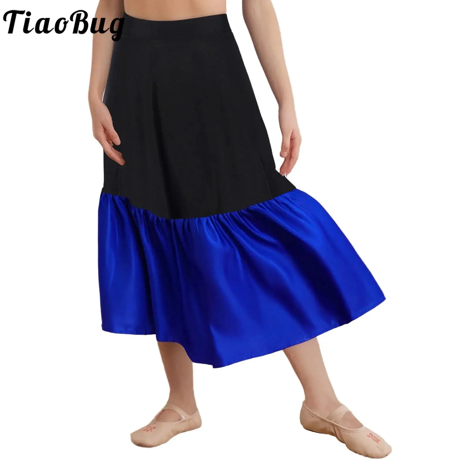 Girls Flamenco Dance Skirts Classical Dance Performance Practice Costume Elastic Waistband Color Block Ruffled Hem Long Skirt 
Girls Flamenco Dance Skirts Classical Dance Performance Practice Costume Elastic Waistband Color Block Ruffled Hem Long Skirt