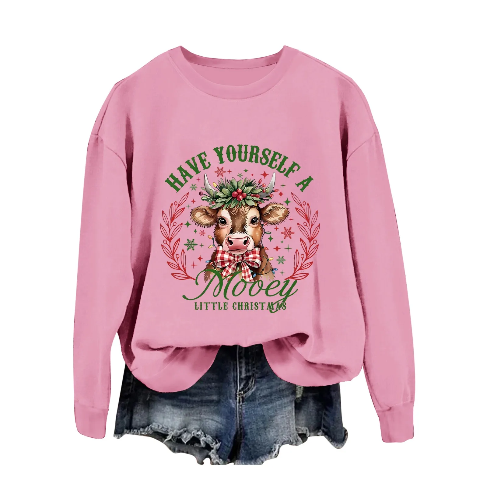 Cow Christmas Girlish Holiday Western Print Sweatshirt Jackets Women Large Sweatshirt Women
Cow Christmas Girlish Holiday Western Print Sweatshirt Jackets Women Large Sweatshirt Women