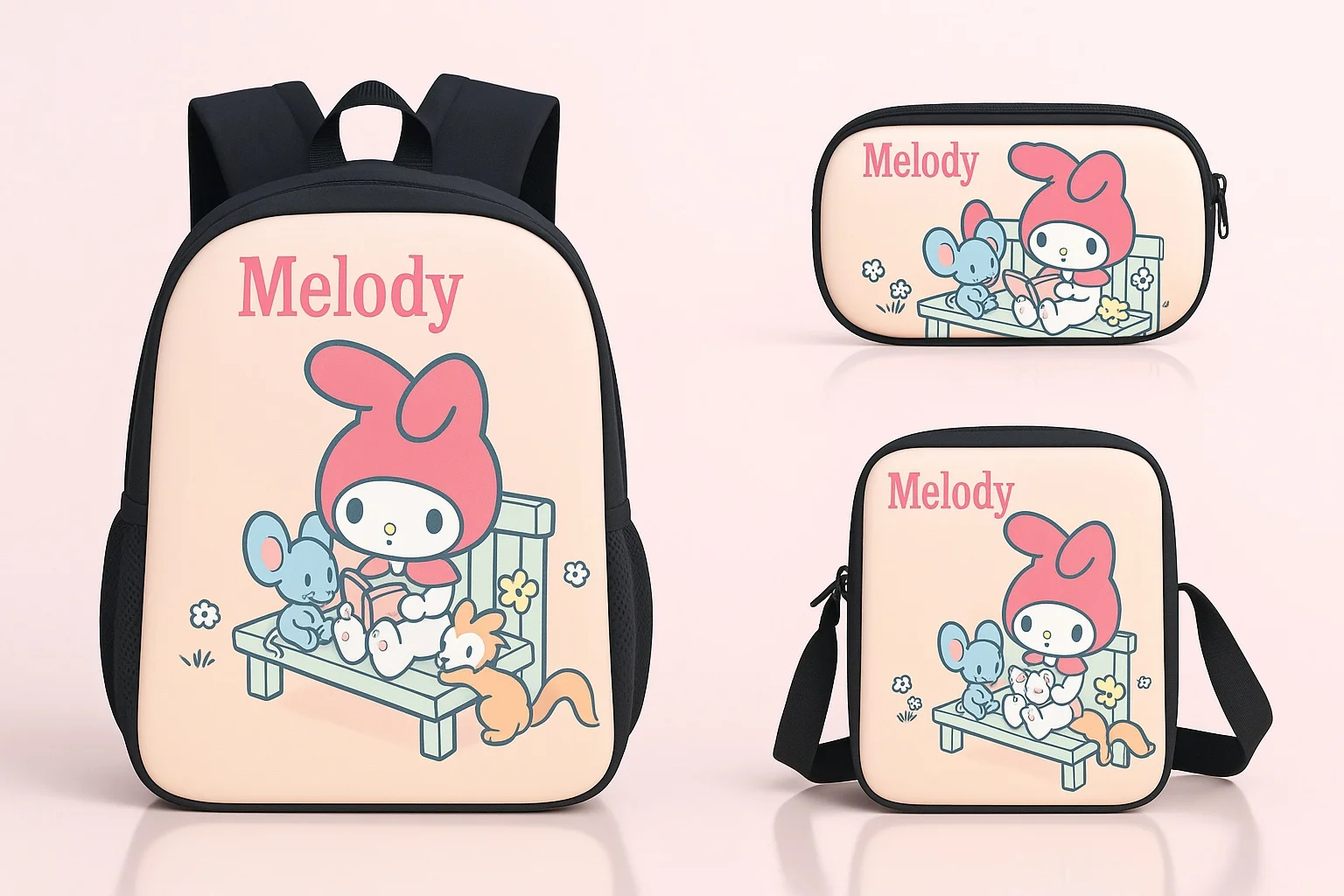 Student Lightweight Bookbag Cute Daypack and Side Bag Pencil Case 3Pcs Set-Melody Elementary School Backpack
Student Lightweight Bookbag Cute Daypack and Side Bag Pencil Case 3Pcs Set-Melody Elementary School Backpack