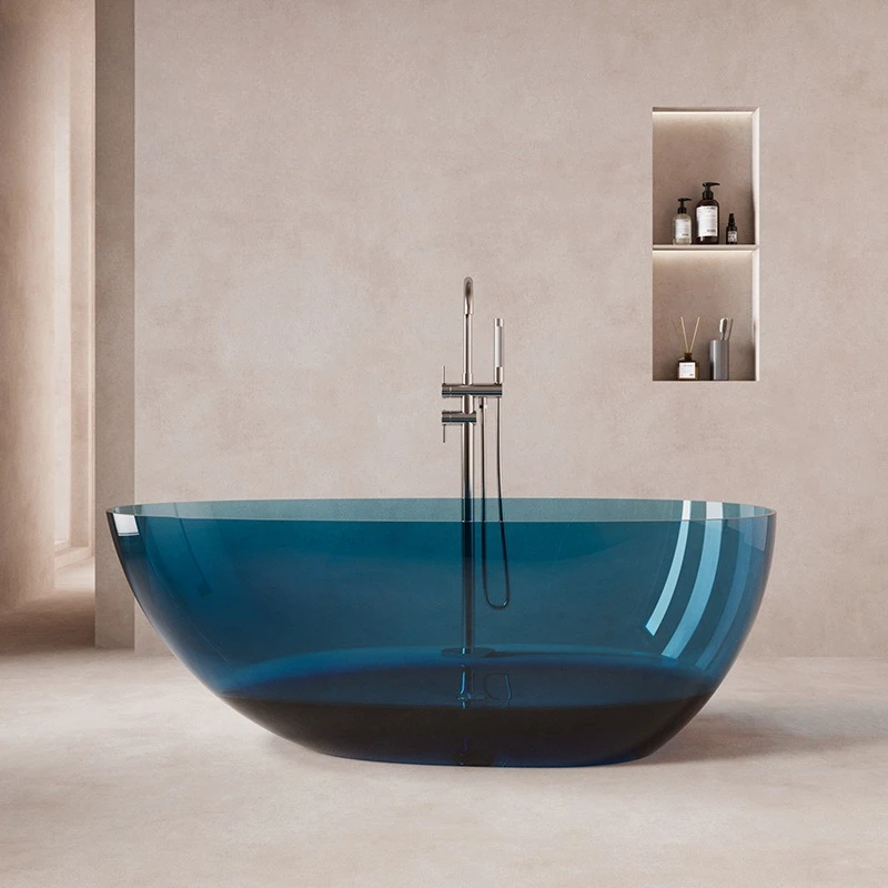 Goose egg-shaped freestanding pure resin color transparent hotel B & B home crystal bathtub
Goose egg-shaped freestanding pure resin color transparent hotel B & B home crystal bathtub