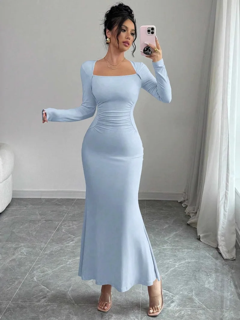 Sexy Long Sve Fi Tail Dr Women's Faion Tight Fit Ele Gown Polyester Fabric Midi Length Square Neline
Sexy Long Sve Fi Tail Dr Women's Faion Tight Fit Ele Gown Polyester Fabric Midi Length Square Neline