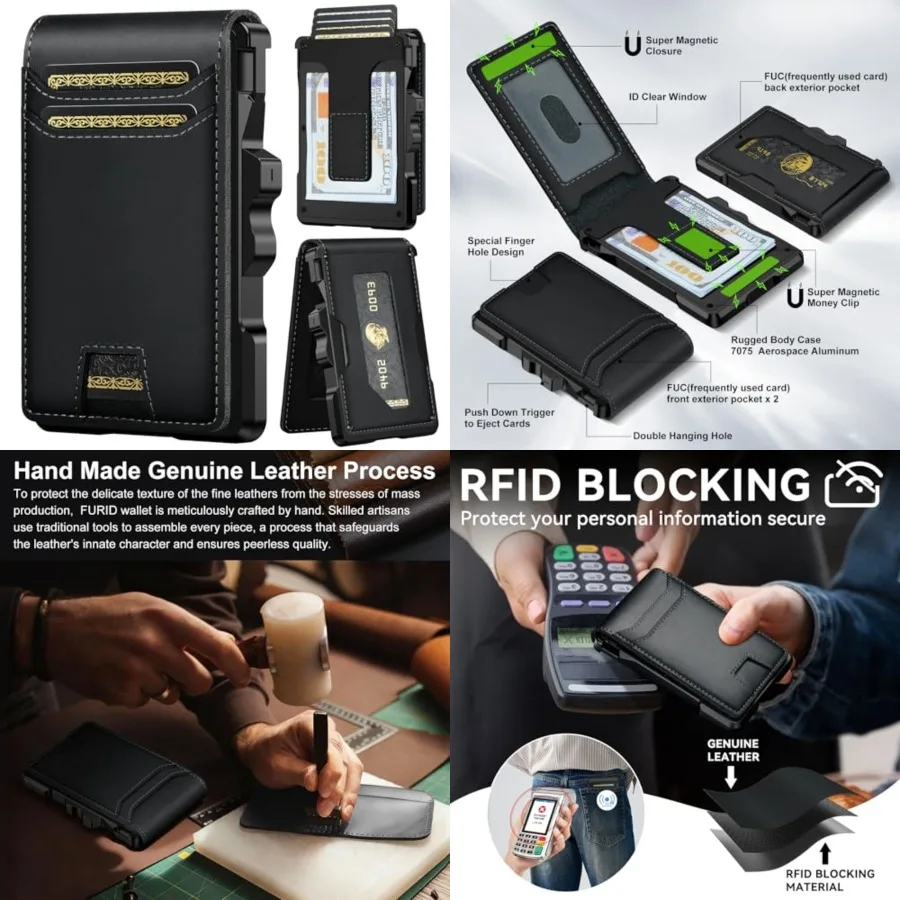 Genuine Leather Wallet for Men: Slim RFID Minimalist Wallets with Money Clip - Smart Pop Up Credit Card Holder for Front Pocket
Genuine Leather Wallet for Men: Slim RFID Minimalist Wallets with Money Clip - Smart Pop Up Credit Card Holder for Front Pocket
