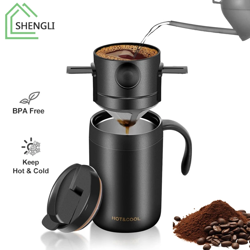 304 Stainless Steel Portable Coffee Mug Coffee Pot Filter Drip Coffee Tea Holder Reusable Mug Coffee Dripper Cup Set
304 Stainless Steel Portable Coffee Mug Coffee Pot Filter Drip Coffee Tea Holder Reusable Mug Coffee Dripper Cup Set