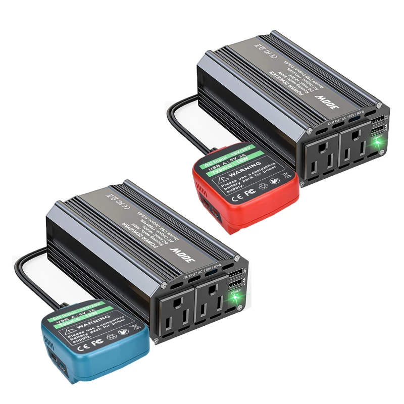 300W Portable Power Inverter Compatible with For Makita/DW/Milwaukee 18/20V Lithium Batteries Power Inverter DC Charger Adapter
300W Portable Power Inverter Compatible with For Makita/DW/Milwaukee 18/20V Lithium Batteries Power Inverter DC Charger Adapter