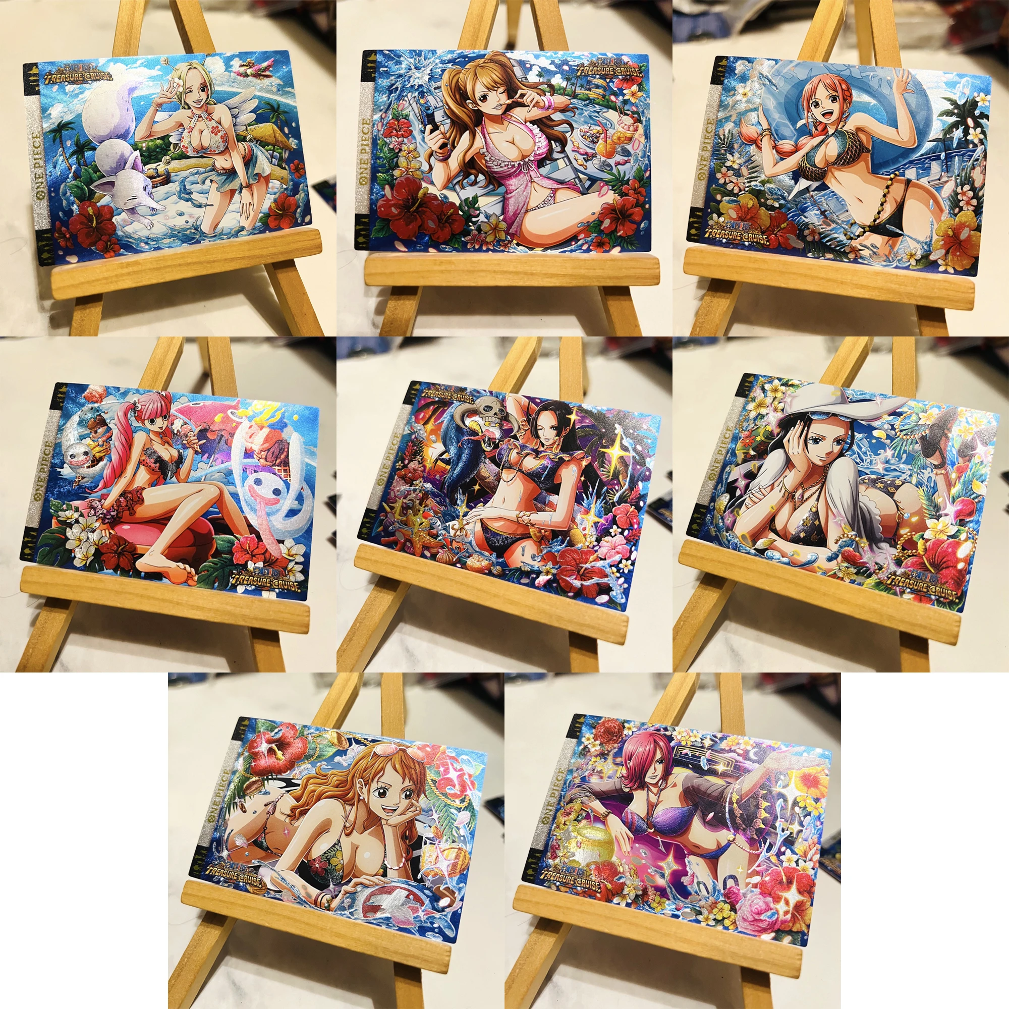 18Pcs/set ONE PIECE Summer Swimwear Series Texture Flash Card Nami Robin Hancock Perona Game Anime Collection Card Diy Gift Toy
18Pcs/set ONE PIECE Summer Swimwear Series Texture Flash Card Nami Robin Hancock Perona Game Anime Collection Card Diy Gift Toy