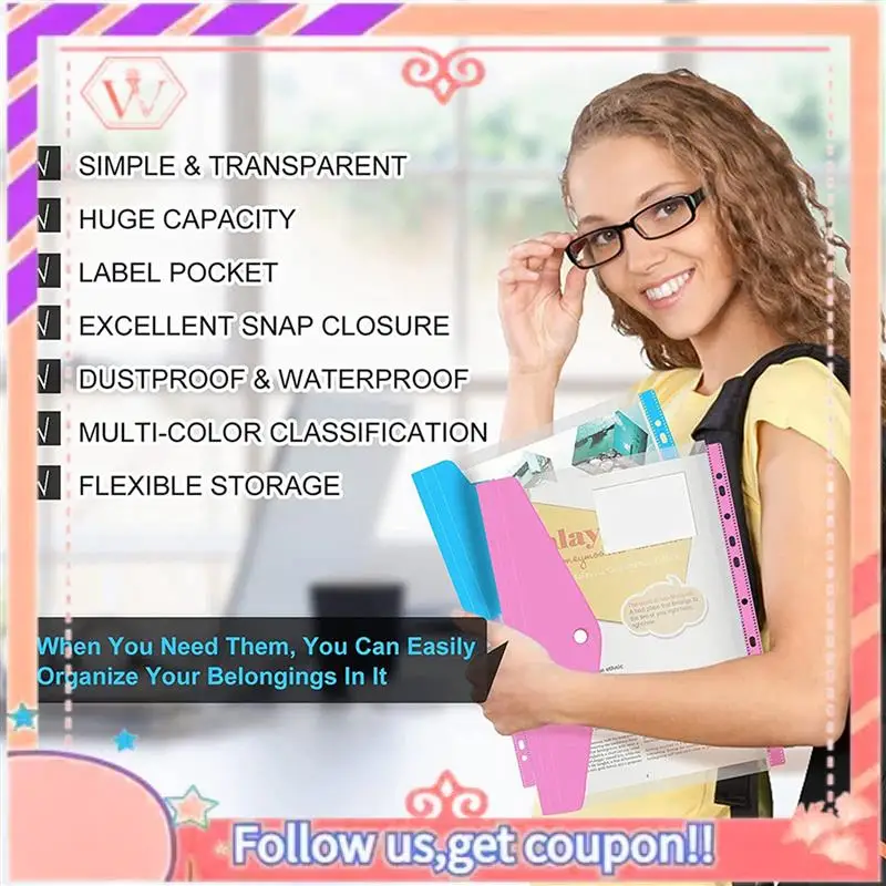 Upgraded 36 Packs Binder Pocket 11 Holes Expandable Binder Folders For 2/3/4 Ring Binder Plastic Envelope File Document Pouch
Upgraded 36 Packs Binder Pocket 11 Holes Expandable Binder Folders For 2/3/4 Ring Binder Plastic Envelope File Document Pouch