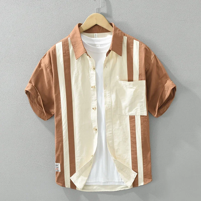 2024 Summer New Striped Patchwork Short Sleeve Shirt for Men Turn-down Collar Casual Shirts Male Loose Fashion Clothing
2024 Summer New Striped Patchwork Short Sleeve Shirt for Men Turn-down Collar Casual Shirts Male Loose Fashion Clothing