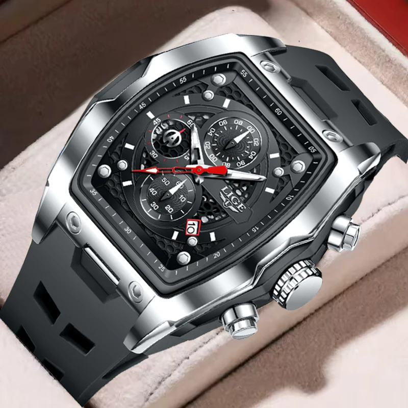 LIGE Fashion Chronograph Quartz Watch Men Casual Luminous Men's Watches Military Square Silicone Watch For Men Montre Homme
LIGE Fashion Chronograph Quartz Watch Men Casual Luminous Men's Watches Military Square Silicone Watch For Men Montre Homme