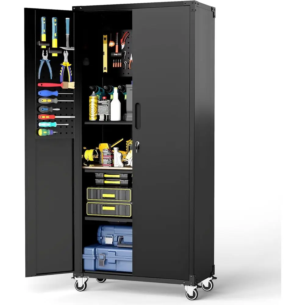 Гаражный шкаф для хранения на колесах, 71-высокий запираемый шкаф для инструментов с дверцами и регулируемыми полками, сверхмощная мобильная футболка
Гаражный шкаф для хранения на колесах, 71-высокий запираемый шкаф для инструментов с дверцами и регулируемыми полками, сверхмощная мобильная футболка