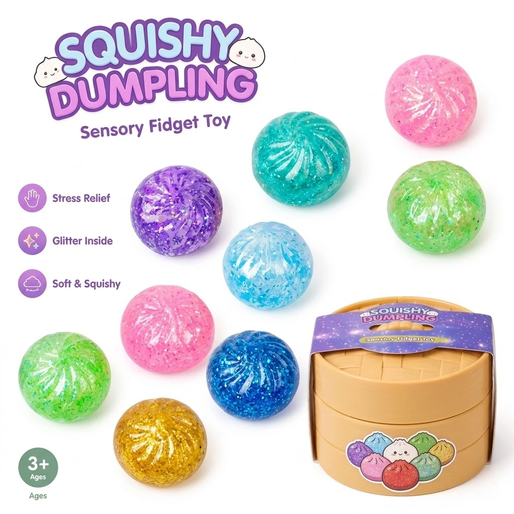 Viral Glitter Dumpling Toy: Clear Jelly Squeeze Bun Bulk Pack, ASMR Tactile Fidget, Slow Rebound Stress Ball, Desk Toy
Viral Glitter Dumpling Toy: Clear Jelly Squeeze Bun Bulk Pack, ASMR Tactile Fidget, Slow Rebound Stress Ball, Desk Toy