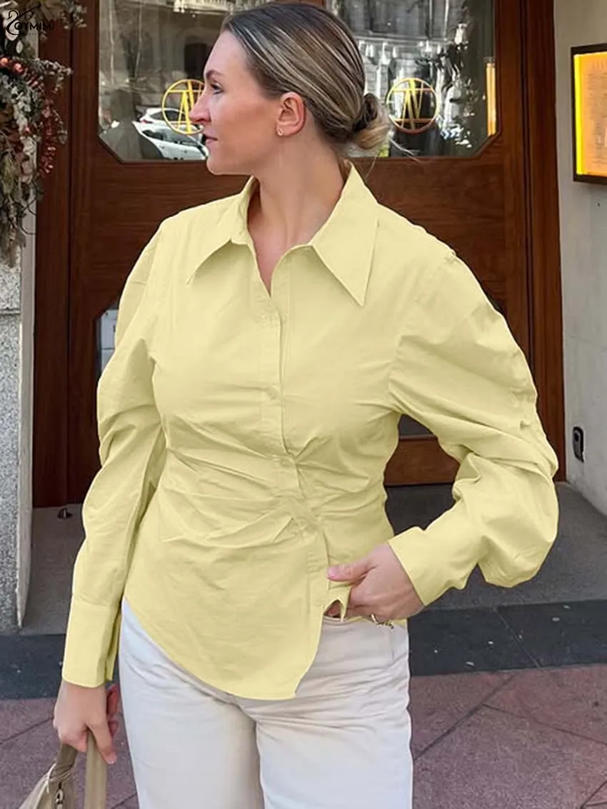 Oymimi Fashion Yellow Cotton Women's Shirt Elegant Turn-Down Collar Long Sleeve Shirts Summer New Single Breasted Solid Shirts
Oymimi Fashion Yellow Cotton Women's Shirt Elegant Turn-Down Collar Long Sleeve Shirts Summer New Single Breasted Solid Shirts