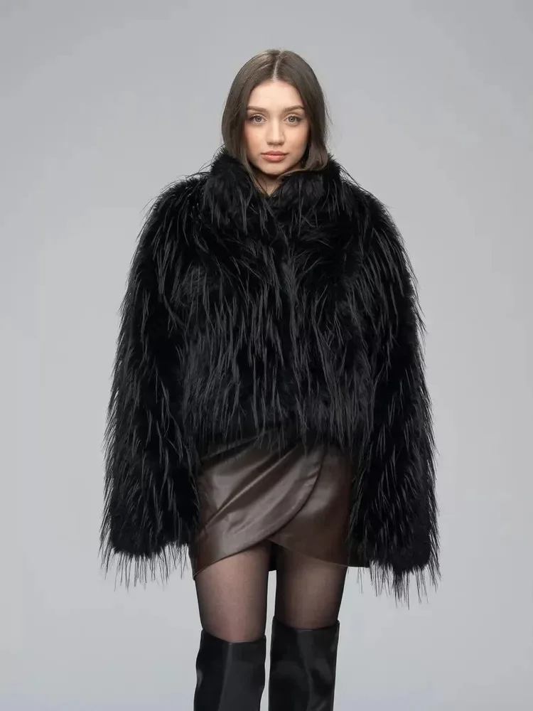 Black Fluffy Faux Fur Coat for Women 2025 Warm Thick Tassel Casual Short Jacket Autumn Winter Fur Feather Jacket Outerwear
Black Fluffy Faux Fur Coat for Women 2025 Warm Thick Tassel Casual Short Jacket Autumn Winter Fur Feather Jacket Outerwear