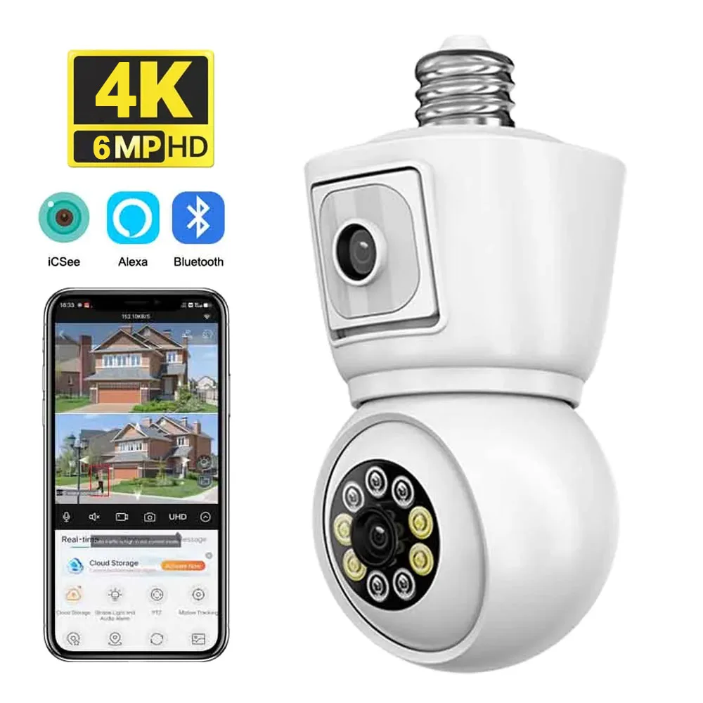 ICSEE 4K 6MP E27 лампочка WiFi камера с двойным объективом двойной экран двухстороннее аудио цветное ночное видение автоматическое отслеживание Наружные камеры безопасности
ICSEE 4K 6MP E27 лампочка WiFi камера с двойным объективом двойной экран двухстороннее аудио цветное ночное видение автоматическое отслеживание Наружные камеры безопасности