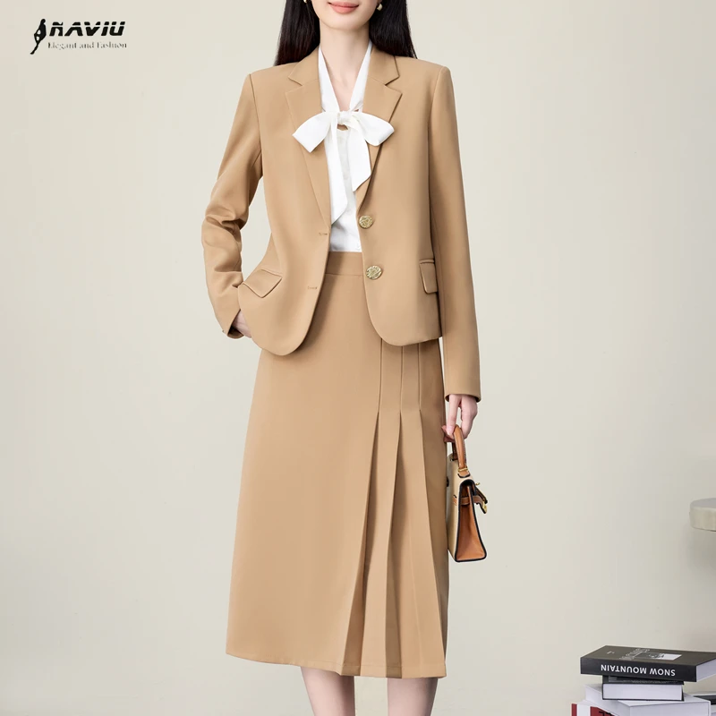 NAVIU Fashion Women Suits Spring Autumn New Elegant Business Casual Long Sleeve Blazer And Skirt Office Ladies Tow Piece Set
NAVIU Fashion Women Suits Spring Autumn New Elegant Business Casual Long Sleeve Blazer And Skirt Office Ladies Tow Piece Set