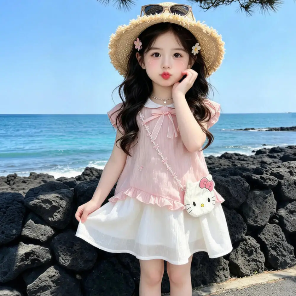 Sanrio Hello Kitty Summer Baby Girl Cute Lace Flying Sleeve Dress Fashionable Cool Skirt Princess Party Children's Clothestop
Sanrio Hello Kitty Summer Baby Girl Cute Lace Flying Sleeve Dress Fashionable Cool Skirt Princess Party Children's Clothestop