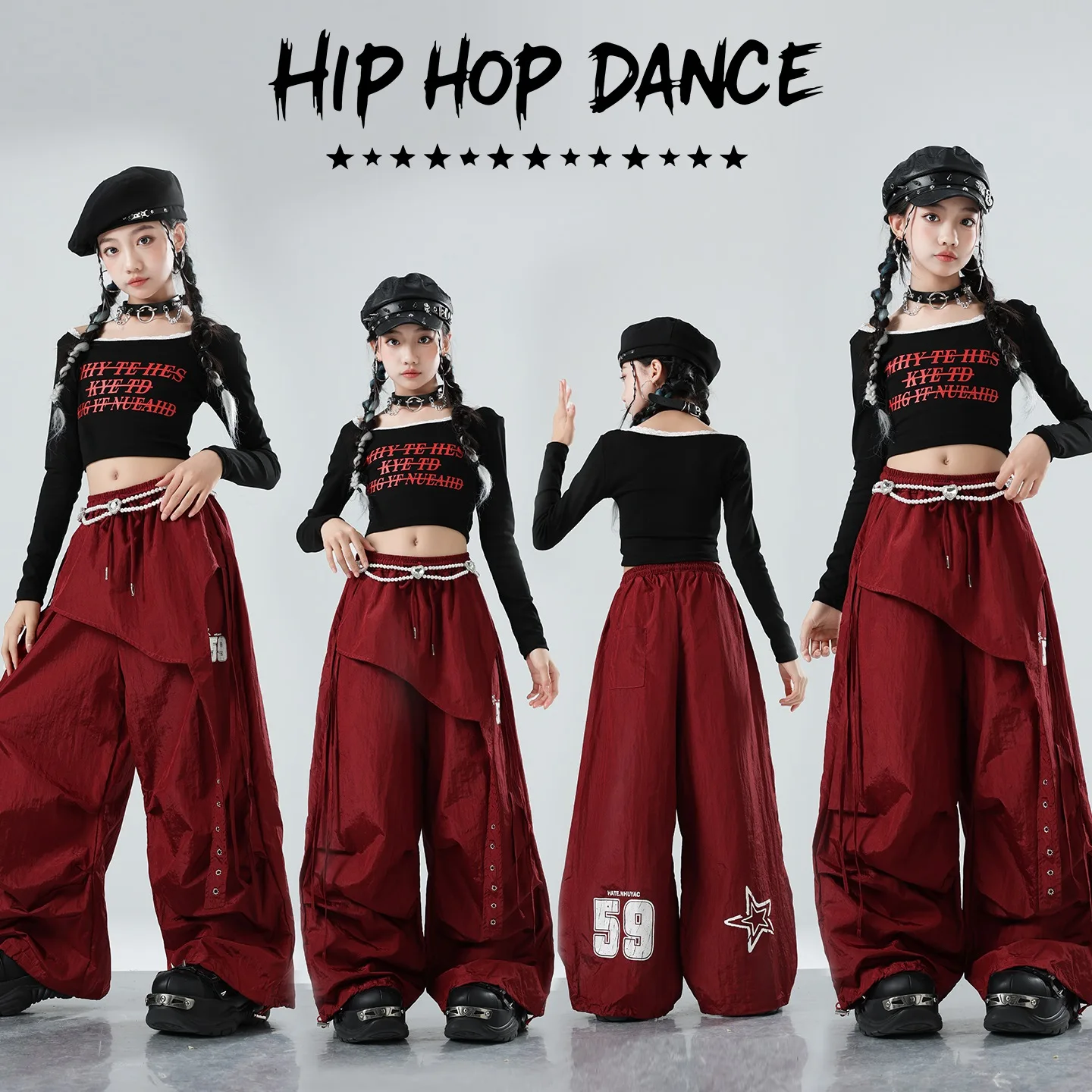 2025 Girls Jazz Dance Clothing Autumn Long Sleeves Tops Wine Red Pants Hip Hop Dance Costume Kpop Stage Performance Suit BL17137
2025 Girls Jazz Dance Clothing Autumn Long Sleeves Tops Wine Red Pants Hip Hop Dance Costume Kpop Stage Performance Suit BL17137