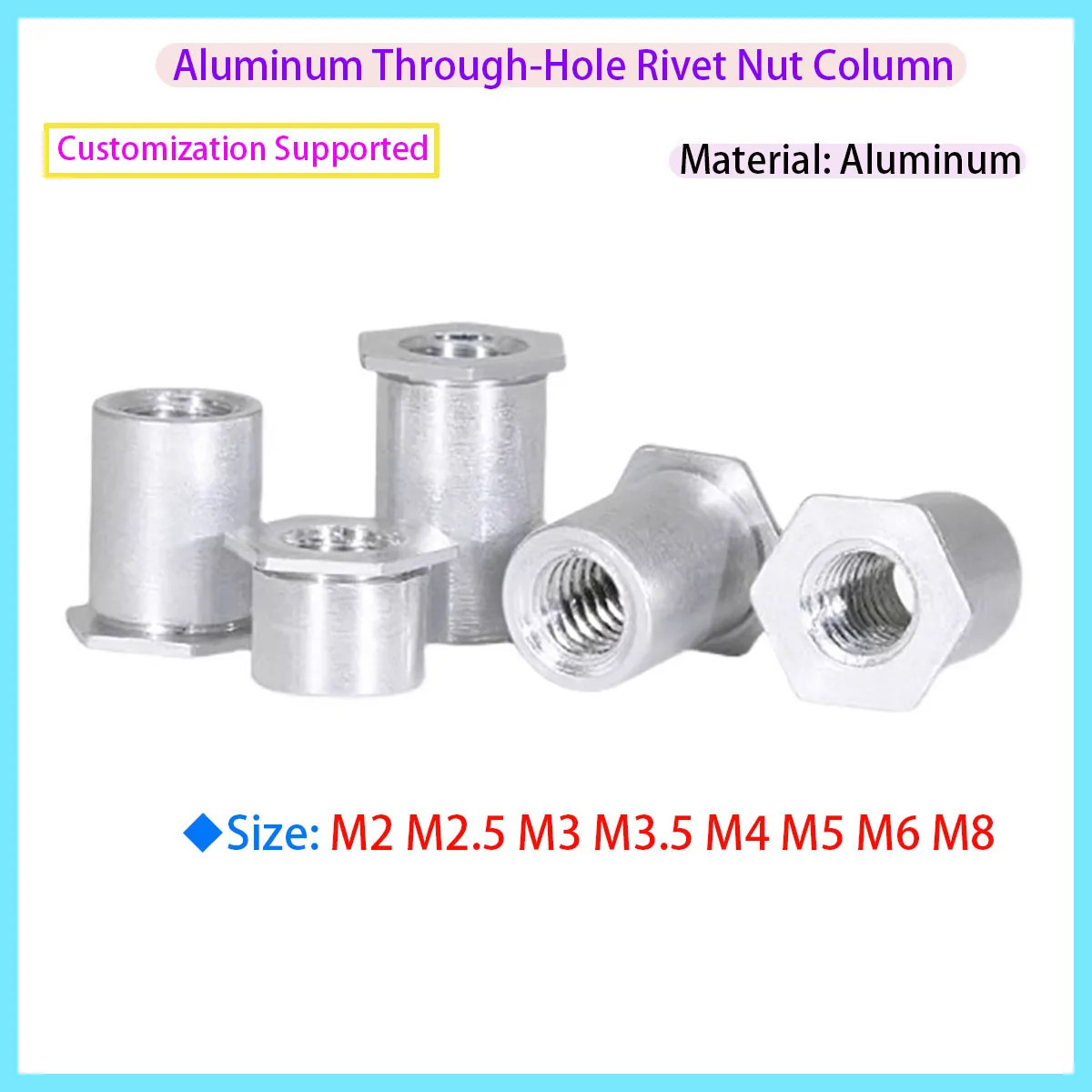 M2 M2.5 M3 M4 M5 M6 M8 Aluminum Through-hole Hexagonal Double Head Rivet Nut Self-locking Support Bolt Length: 3-12mm
M2 M2.5 M3 M4 M5 M6 M8 Aluminum Through-hole Hexagonal Double Head Rivet Nut Self-locking Support Bolt Length: 3-12mm