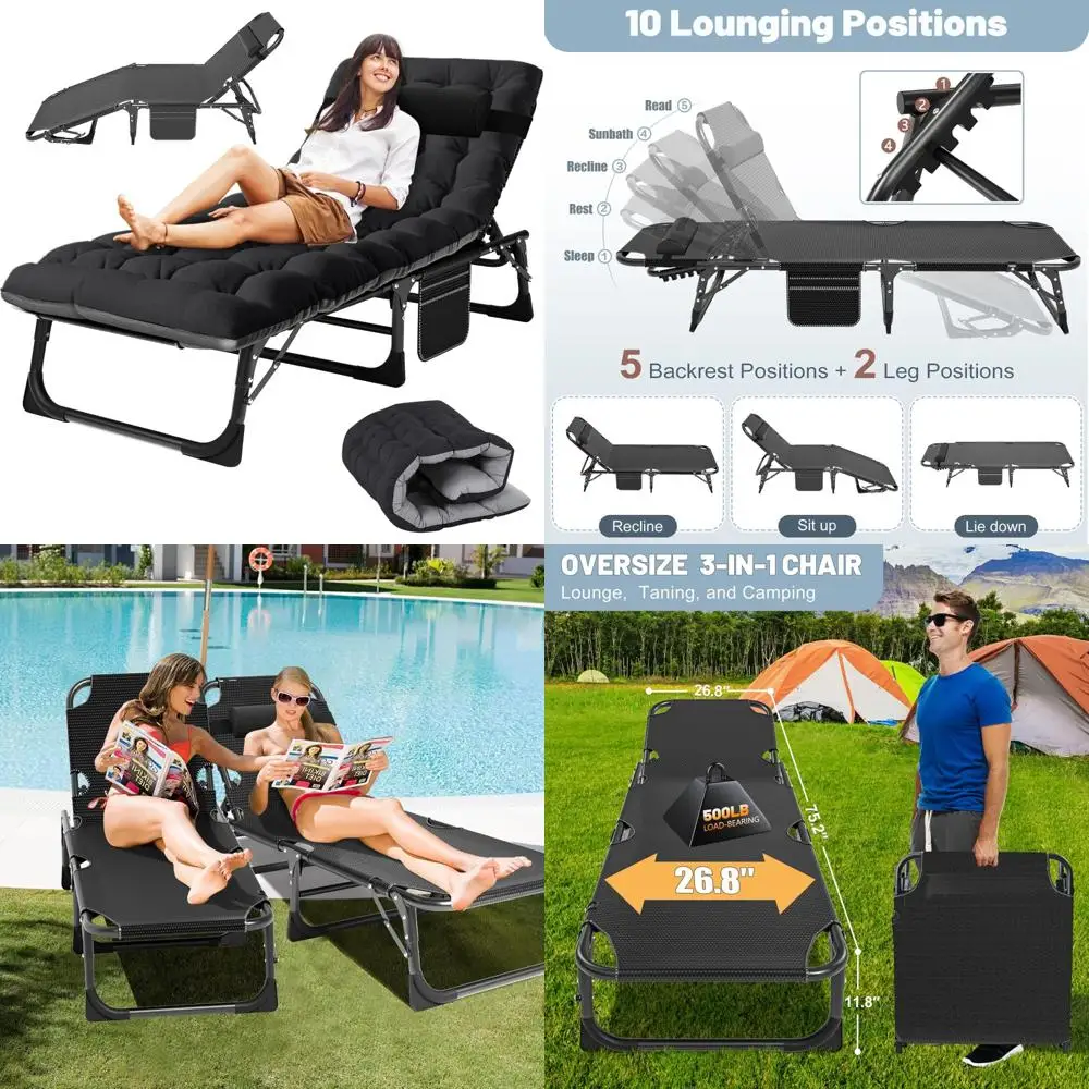 Складной шезлонг для взрослых на открытом воздухе — 5-позиционная портативная пляжная кроватка для отдыха и комфорта
Складной шезлонг для взрослых на открытом воздухе — 5-позиционная портативная пляжная кроватка для отдыха и комфорта