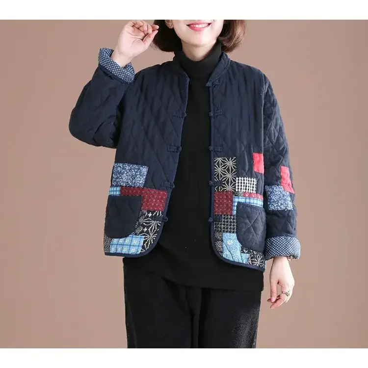 Autumn Winter Short Coat Patchwork Vintage Quilted Jacket Single Breasted Long Sleeve Cotton Jackets Big Size Design Outerwear
Autumn Winter Short Coat Patchwork Vintage Quilted Jacket Single Breasted Long Sleeve Cotton Jackets Big Size Design Outerwear