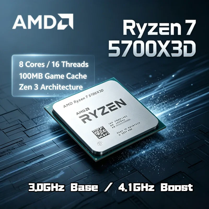 AMD Ryzen 7 5700X3D CPU R7 5700X3D 8 Core 16 Thread 3.0GHz 4.1GHz Boost 7nm AM4 4MB L2 96MB L3 105W Unlocked SenseMI XFR Tray
AMD Ryzen 7 5700X3D CPU R7 5700X3D 8 Core 16 Thread 3.0GHz 4.1GHz Boost 7nm AM4 4MB L2 96MB L3 105W Unlocked SenseMI XFR Tray