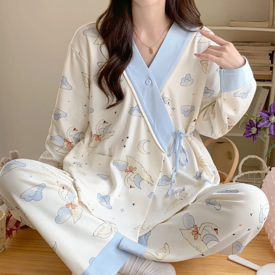 Summer Fall New Chinese Style Maternity Pajamas Sets Postpartum Breastfeeding Pregnant Woman Clothing Long-sleeved Sleepwear
Summer Fall New Chinese Style Maternity Pajamas Sets Postpartum Breastfeeding Pregnant Woman Clothing Long-sleeved Sleepwear