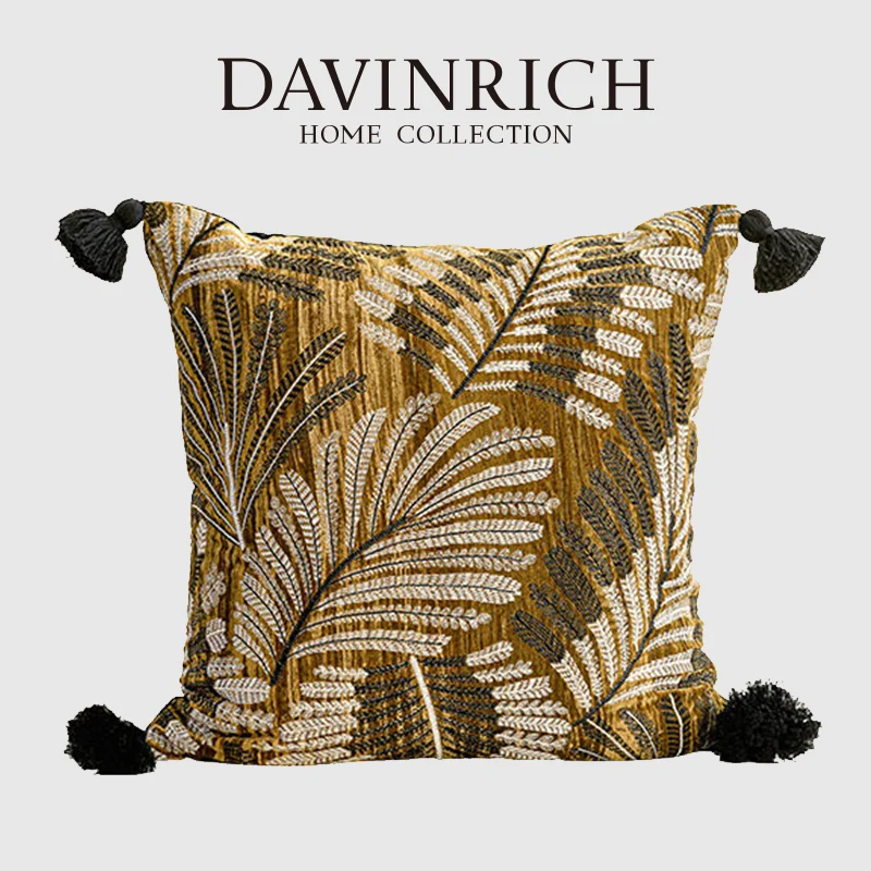 DAVINRICH Роскошная коричнево-золотая декоративная наволочка с вышивкой в виде листьев и цветочных мотивов, 45x45 см
DAVINRICH Роскошная коричнево-золотая декоративная наволочка с вышивкой в виде листьев и цветочных мотивов, 45x45 см