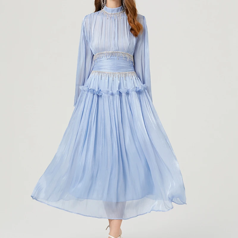 Blue Silk Women Dress Bodycon Diamonds Tassel Elegant Evening Party Dresses Long Sleeve O-neck Luxury Design Vestidos
Blue Silk Women Dress Bodycon Diamonds Tassel Elegant Evening Party Dresses Long Sleeve O-neck Luxury Design Vestidos