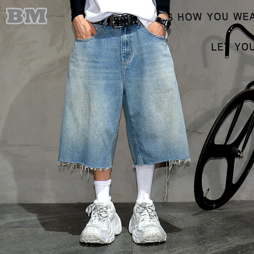 American Vintage Denim Shorts Men Summer Loose Fit Straight Leg Blue Jorts Distressed Mid Length Casual Jeans Streetwear Trendy
American Vintage Denim Shorts Men Summer Loose Fit Straight Leg Blue Jorts Distressed Mid Length Casual Jeans Streetwear Trendy