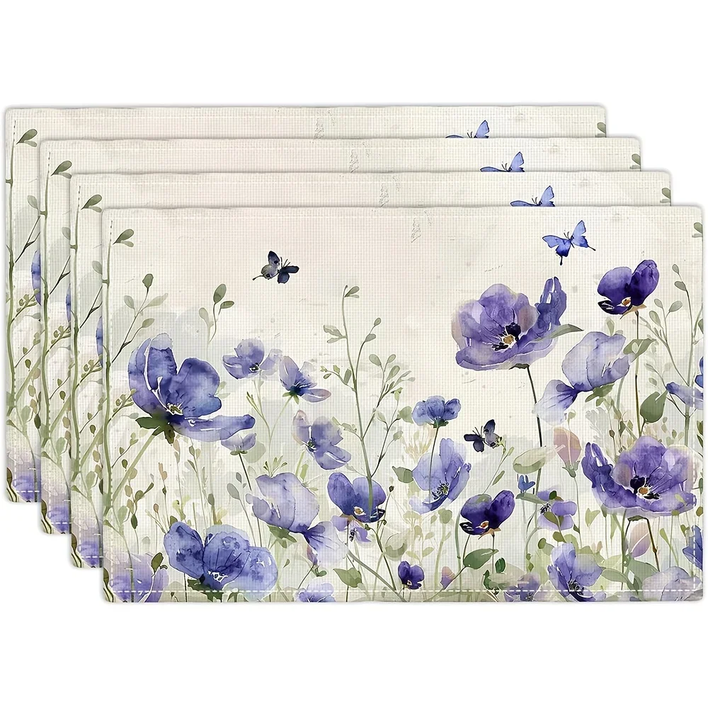 4pcs Farmhouse Flowers Placemats Butterfly Lavender Floral Plants Flower Leaves Placemats Rustic Floral Waterproof Washable Tabl
4pcs Farmhouse Flowers Placemats Butterfly Lavender Floral Plants Flower Leaves Placemats Rustic Floral Waterproof Washable Tabl