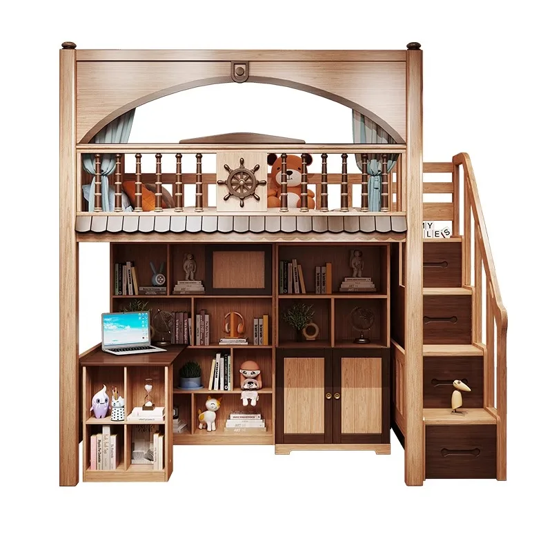 Full solid wood children on the bed under the table wardrobe combination boys and girls household adult elevated bed
Full solid wood children on the bed under the table wardrobe combination boys and girls household adult elevated bed