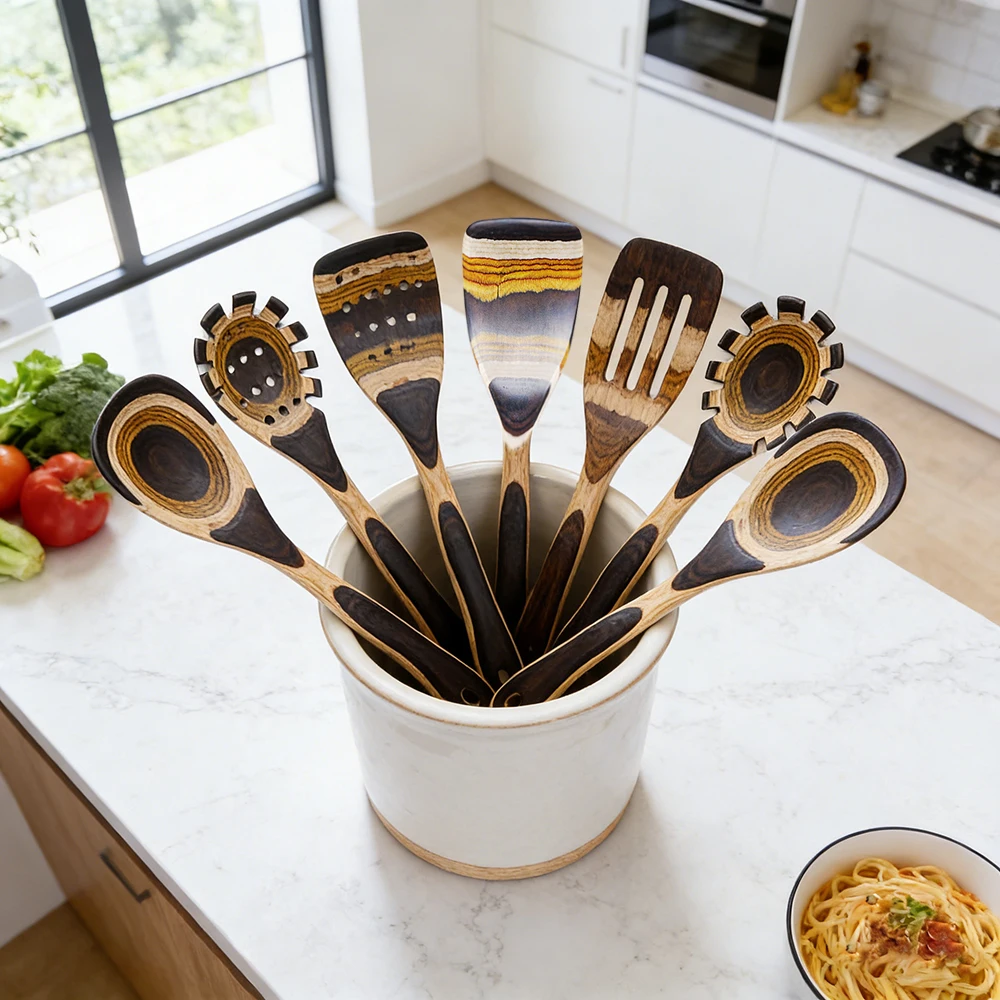 IK Colorful Wooden Long Handle Cooking Spoon Spatula Set 7PCS Kitchen Utensils Food Grade Pakkawood Cookware Non-Stick Bakeware
IK Colorful Wooden Long Handle Cooking Spoon Spatula Set 7PCS Kitchen Utensils Food Grade Pakkawood Cookware Non-Stick Bakeware