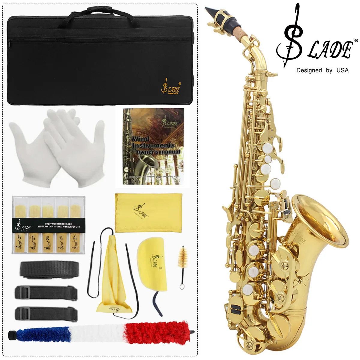 SLADE B-Tone Soprano Saxophone Small Gold Key Saxophone Set for Adult Student Beginner with Box Reeds and Cleaning Kit
SLADE B-Tone Soprano Saxophone Small Gold Key Saxophone Set for Adult Student Beginner with Box Reeds and Cleaning Kit