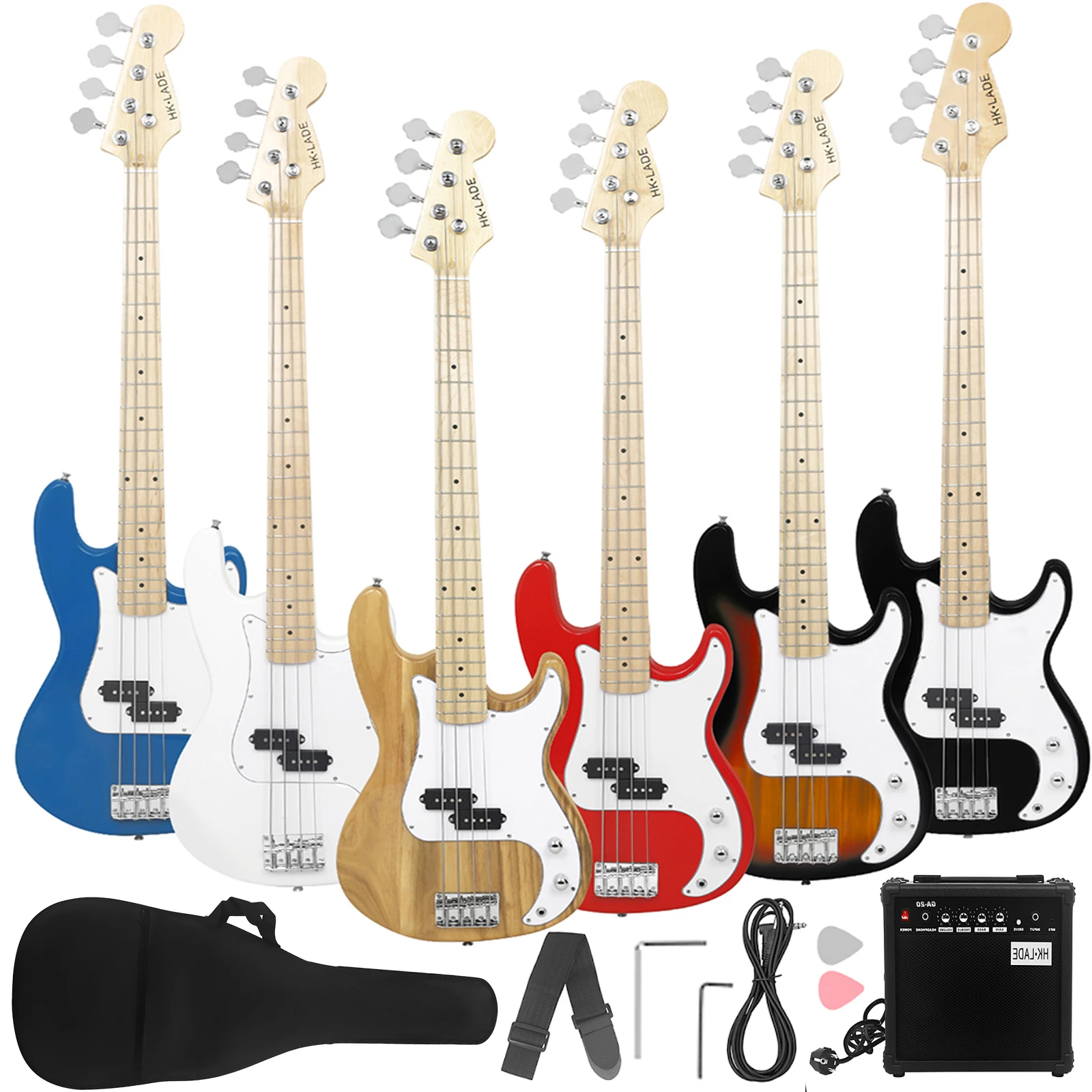 HK-LADE 4 Strings Bass Guitar 20 Frets Electric Bass Guitar Maple Fretboard Set withSound + Bag + Strap + Plectrum Accessories
HK-LADE 4 Strings Bass Guitar 20 Frets Electric Bass Guitar Maple Fretboard Set withSound + Bag + Strap + Plectrum Accessories