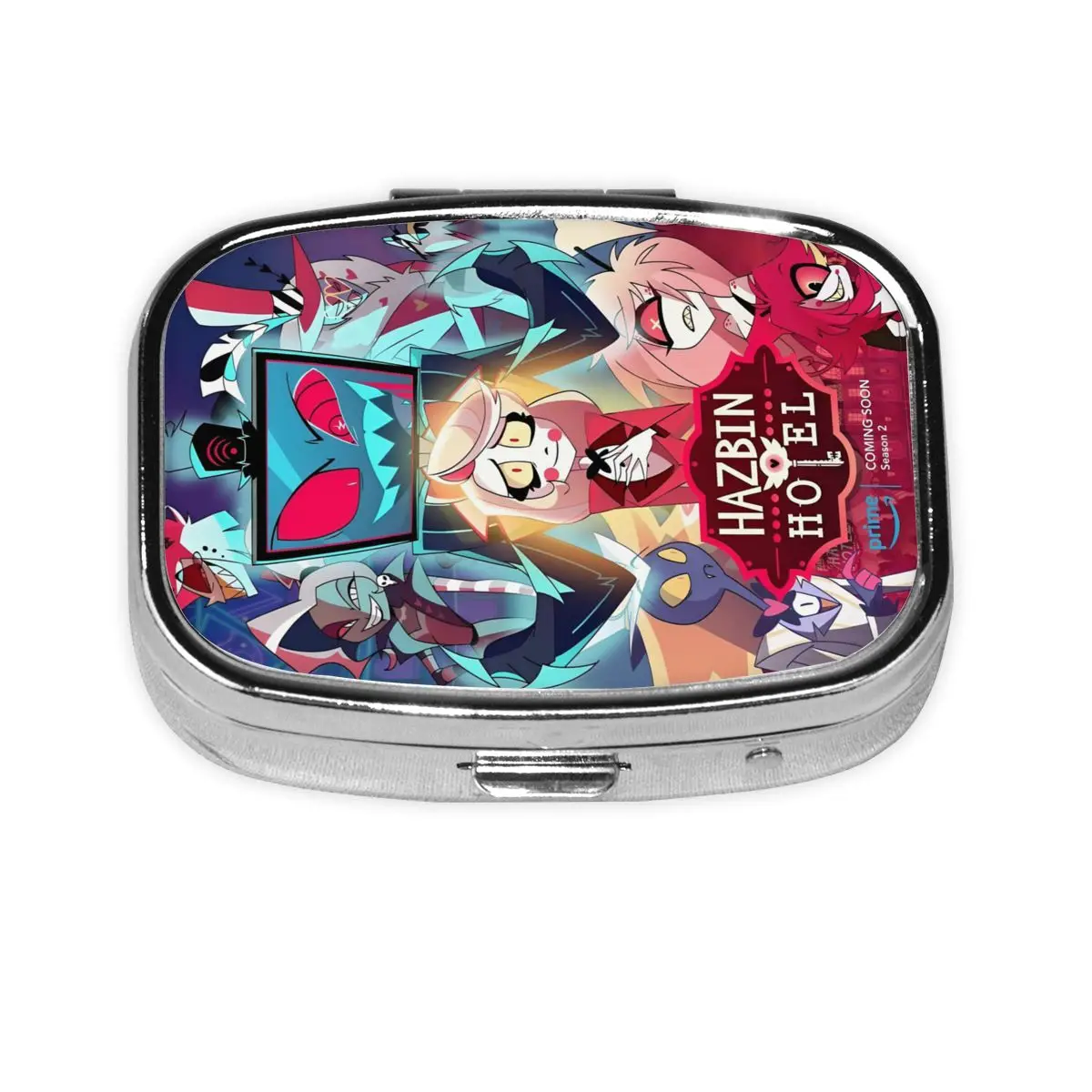 Hazbins Hotels Metal Pills Box Mini Cartoon Film Colorful Printed 2-Compartment Square Pill Organizer Container for Travel
Hazbins Hotels Metal Pills Box Mini Cartoon Film Colorful Printed 2-Compartment Square Pill Organizer Container for Travel