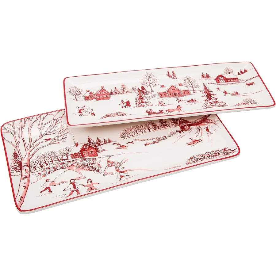 Керамическое 14-дюймовое прямоугольное сервировочное блюдо Toile De Jouy Winter Wonderland из 2 предметов для сервировки салата, пасты, сыра, ветчины, закусок
Керамическое 14-дюймовое прямоугольное сервировочное блюдо Toile De Jouy Winter Wonderland из 2 предметов для сервировки салата, пасты, сыра, ветчины, закусок
