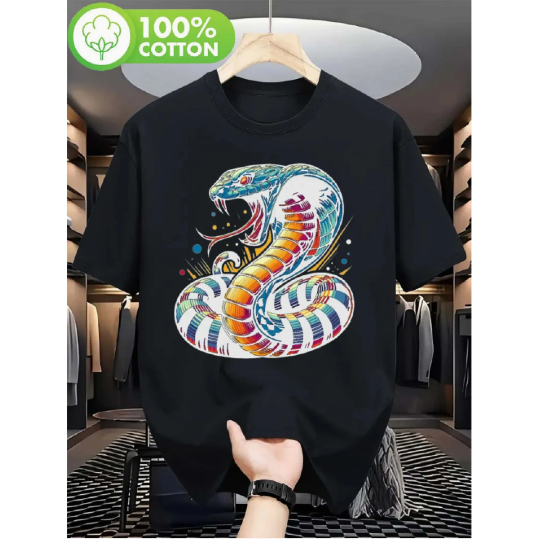 Colorful Cobra Snake Graphic Tee Men's Breathable Cotton Short Sleeve T-Shirt Daily Casual Summer
Colorful Cobra Snake Graphic Tee Men's Breathable Cotton Short Sleeve T-Shirt Daily Casual Summer