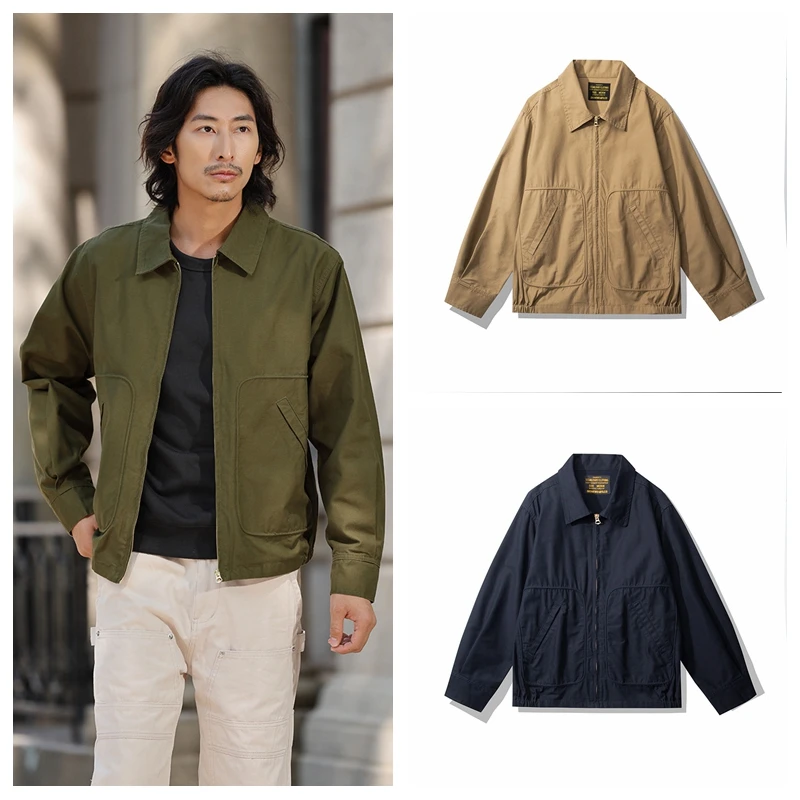 American Style Vintage Pure Color Lapel Jacket Men's TOUR JACKET Horizontal Mustache Outerwear Cotton Long Sleeve Regular Fit
American Style Vintage Pure Color Lapel Jacket Men's TOUR JACKET Horizontal Mustache Outerwear Cotton Long Sleeve Regular Fit