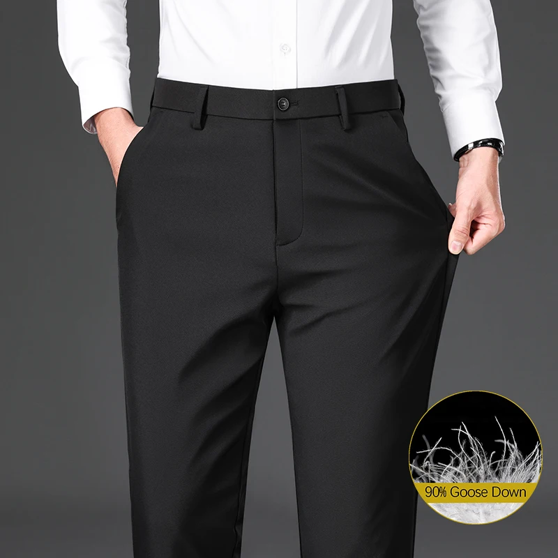 Зимние легкие и теплые пуховые повседневные брюки высокого качества, деловые модные однотонные прямые эластичные брюки, черные, темно-серые
Зимние легкие и теплые пуховые повседневные брюки высокого качества, деловые модные однотонные прямые эластичные брюки, черные, темно-серые