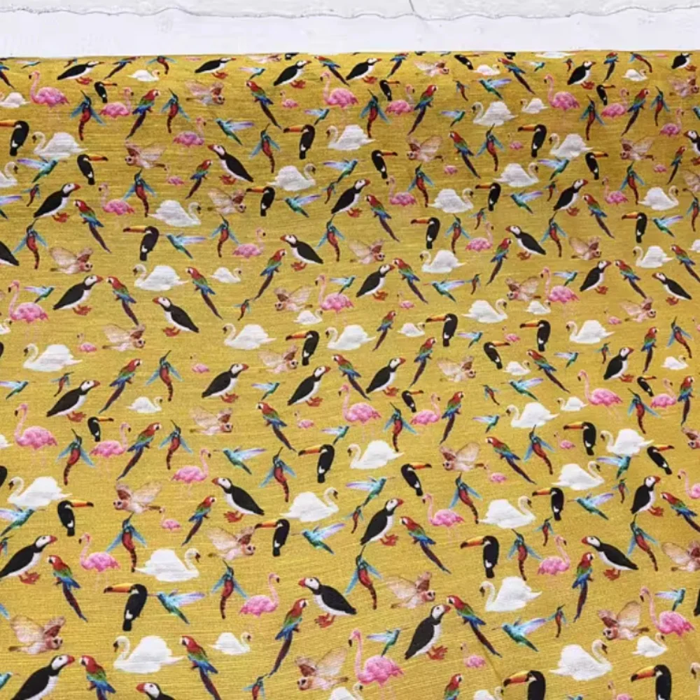 Bright Yellow Bird Animal Printed Flamingo Popular Silk LInen Fabric for Lady Children Clothes Apparel Dress Gown
Bright Yellow Bird Animal Printed Flamingo Popular Silk LInen Fabric for Lady Children Clothes Apparel Dress Gown
