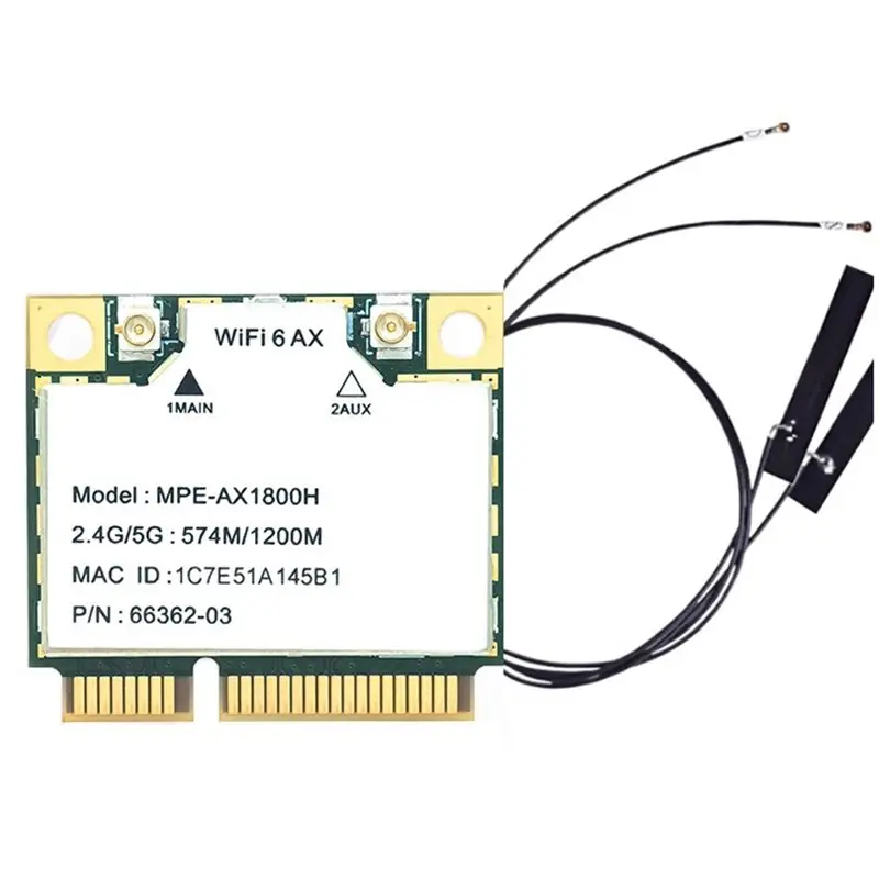 A23F-MPE-AX1800H MT7921 Wifi6 Network Card 2.4G/5G Dual Band Gigabit Mini Pcie Adapter BT5.2 For Laptop Win10/11
A23F-MPE-AX1800H MT7921 Wifi6 Network Card 2.4G/5G Dual Band Gigabit Mini Pcie Adapter BT5.2 For Laptop Win10/11