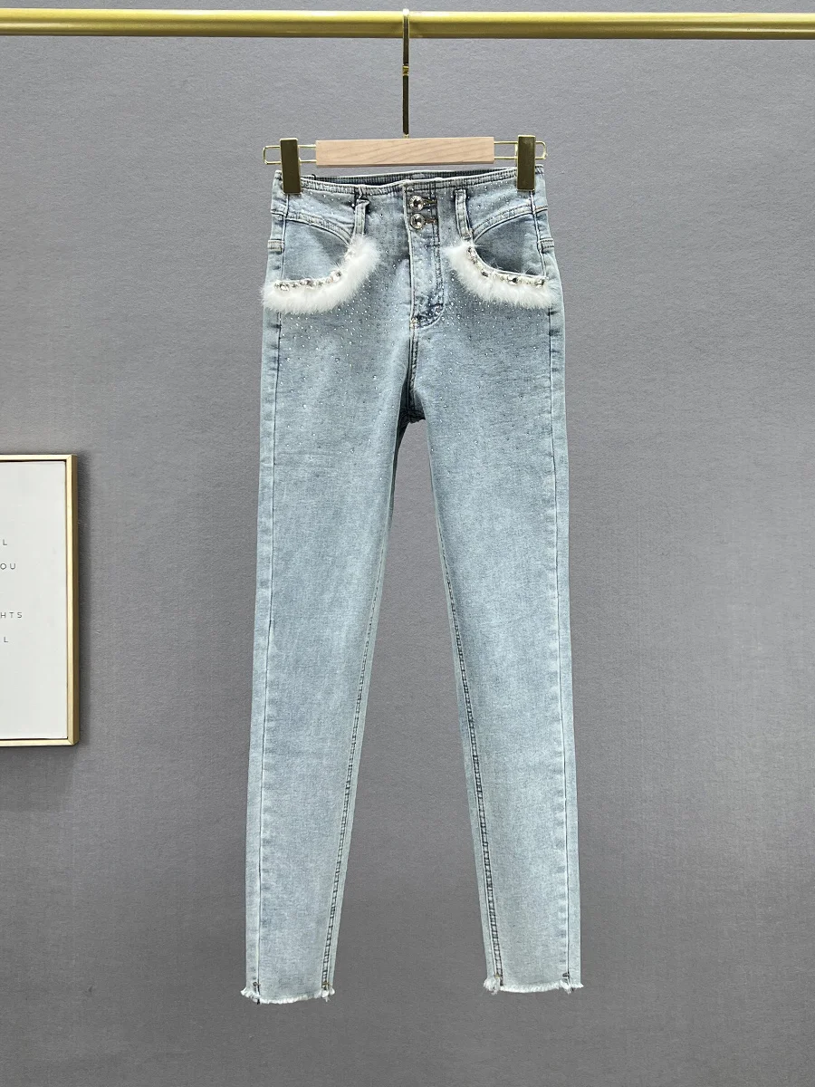 Women's Fce Lined High Waist Skinny Jeans Elastic Winter Denim Blue Nine Point Pants Slimming Effect European Sle
Women's Fce Lined High Waist Skinny Jeans Elastic Winter Denim Blue Nine Point Pants Slimming Effect European Sle