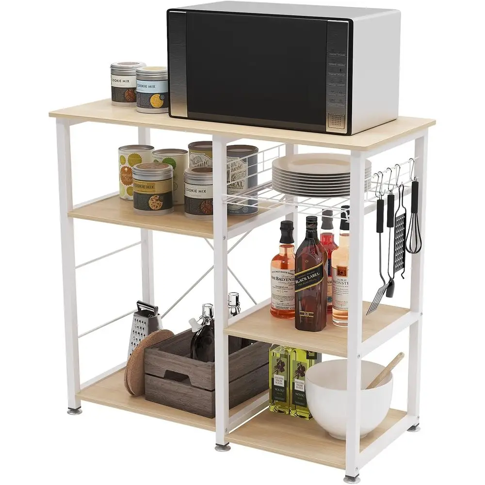 3-Tier Kitchen Baker's Rack with Storage and Microwave Stand, White Maple
3-Tier Kitchen Baker's Rack with Storage and Microwave Stand, White Maple