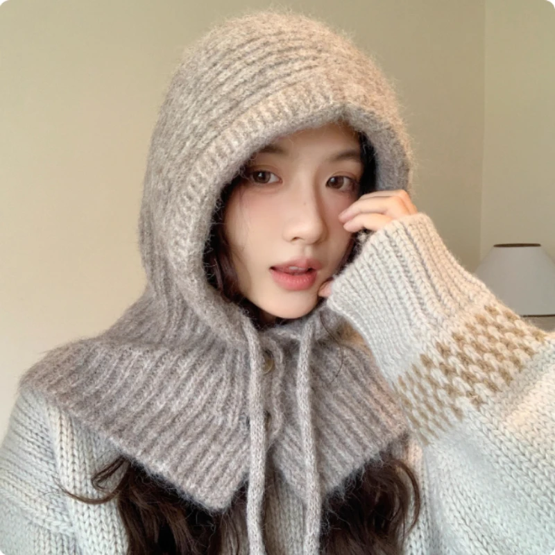 Корейская однотонная шапка-балаклава Ins, женская зимняя уличная теплая вязаная шапка-снуд для езды на велосипеде, встроенный пуловер с защитой ушей
Корейская однотонная шапка-балаклава Ins, женская зимняя уличная теплая вязаная шапка-снуд для езды на велосипеде, встроенный пуловер с защитой ушей