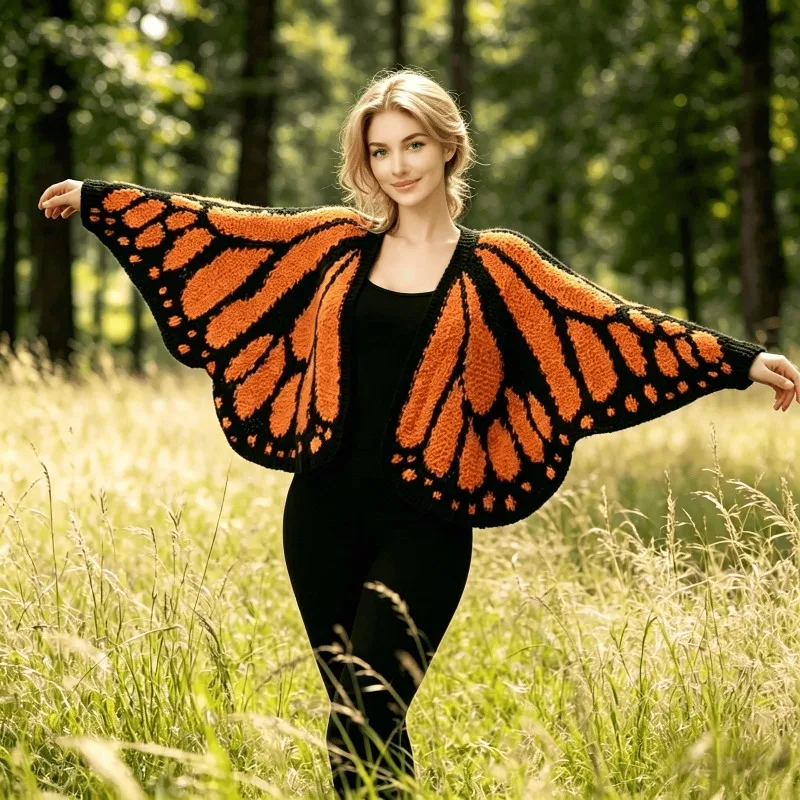 Butterfly Knitted Women's Cloak Purple Cardigan Women's Irregular Striped Crochet Top Outer Set
Butterfly Knitted Women's Cloak Purple Cardigan Women's Irregular Striped Crochet Top Outer Set