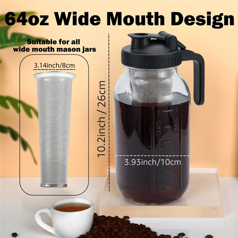 Кофеварка HIWS Cold Brew, 64 унции, кувшин для холодного заваривания с супер плотным фильтром из нержавеющей стали для приготовления кофе со льдом, ледяного чая-B
Кофеварка HIWS Cold Brew, 64 унции, кувшин для холодного заваривания с супер плотным фильтром из нержавеющей стали для приготовления кофе со льдом, ледяного чая-B