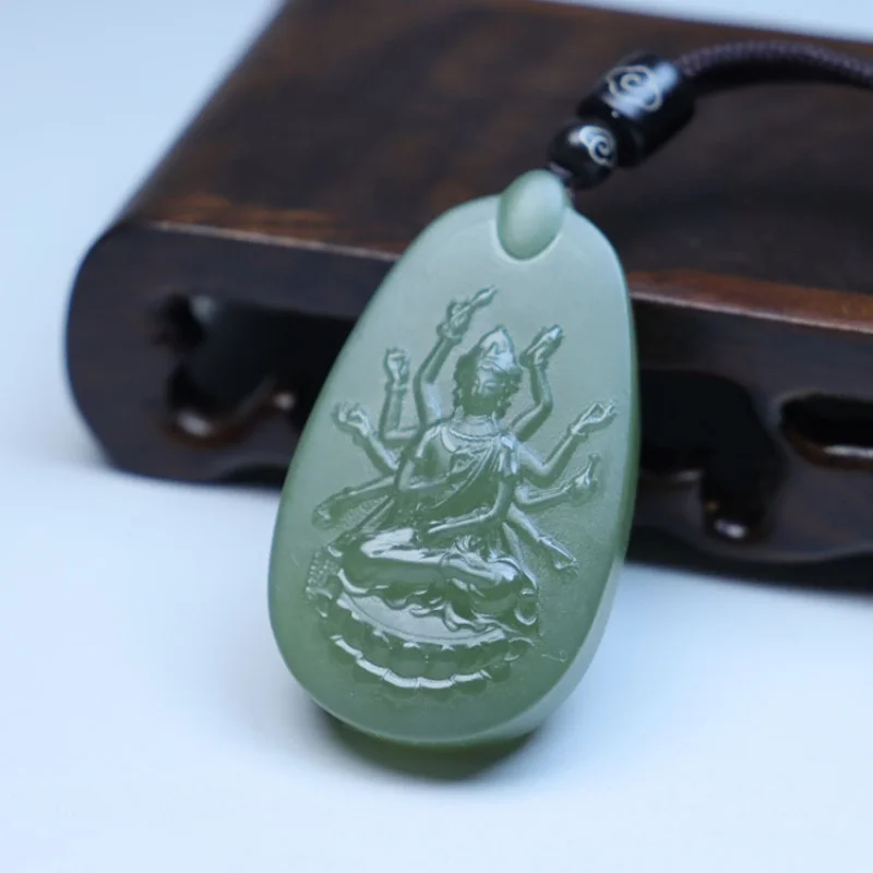 Exquisitely Carved Hotan Thousand-Armed Avalokiteshvara Pendant, Guardian Deity Zodiac Sign Rat, Jade Amul
Exquisitely Carved Hotan Thousand-Armed Avalokiteshvara Pendant, Guardian Deity Zodiac Sign Rat, Jade Amul