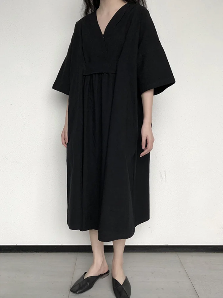 Women's Short-Sleeved Dress Spring/Summer New French V-Neck Dark Casual Simple Big Dress
Women's Short-Sleeved Dress Spring/Summer New French V-Neck Dark Casual Simple Big Dress