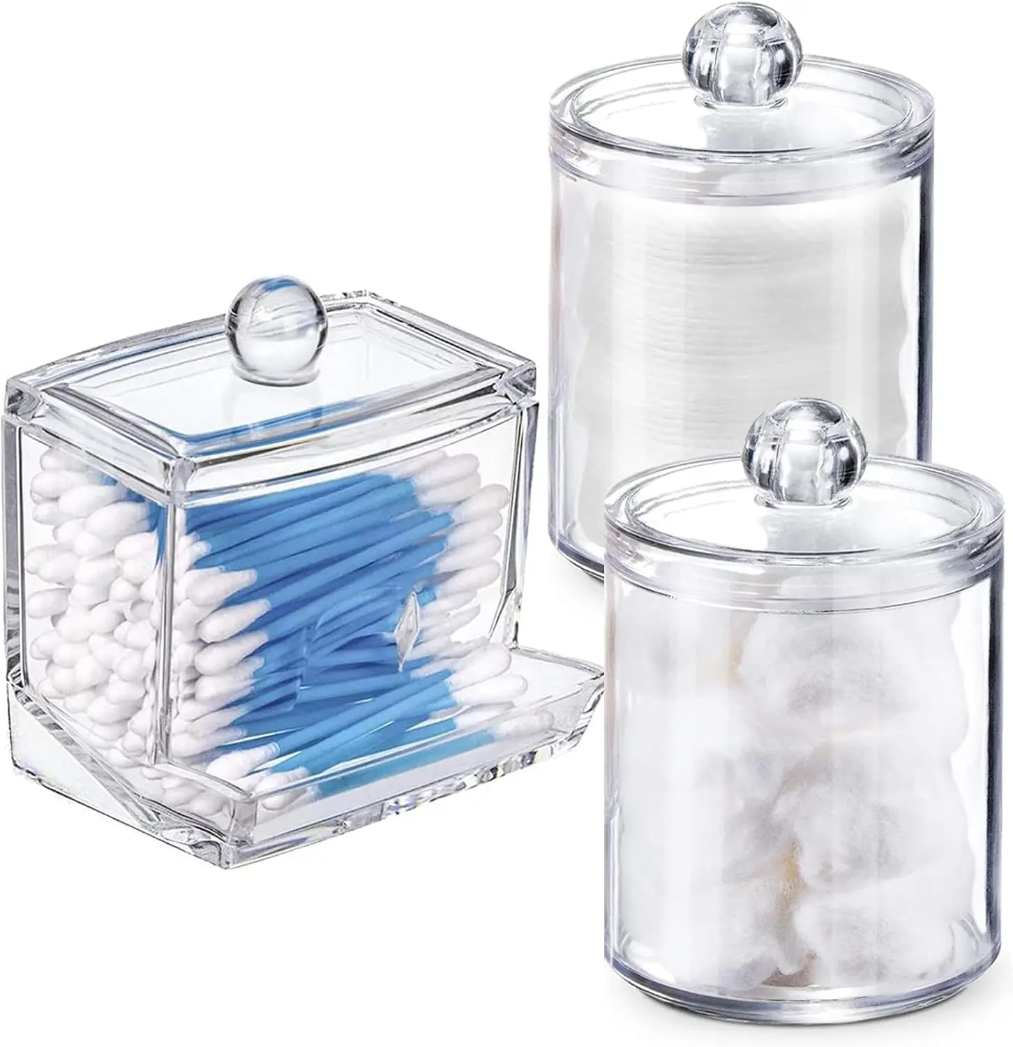 Clear Plastic Cotton Swab Holder with Lid, Apothecary Jar for Q-Tips, Makeup Pads, Cosmetics Storage
Clear Plastic Cotton Swab Holder with Lid, Apothecary Jar for Q-Tips, Makeup Pads, Cosmetics Storage
