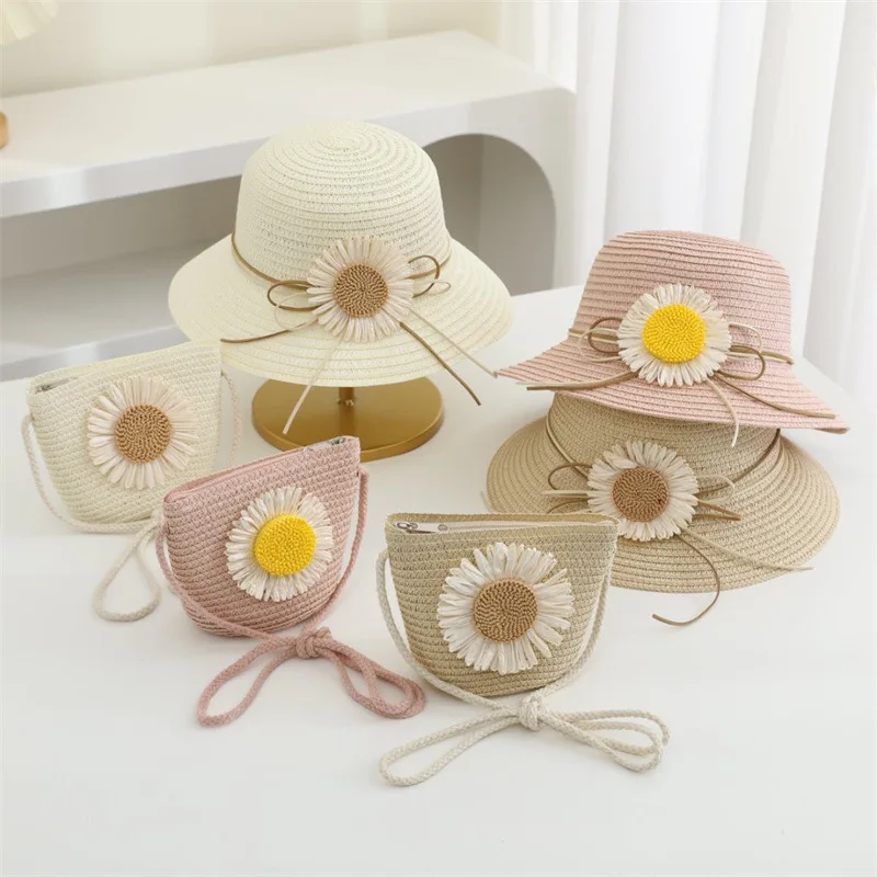 Girls Straw Hat with Bag Set for Kids Summer Sunflower Beach Straw Sun Wide Brim Hats Age 2-6
Girls Straw Hat with Bag Set for Kids Summer Sunflower Beach Straw Sun Wide Brim Hats Age 2-6