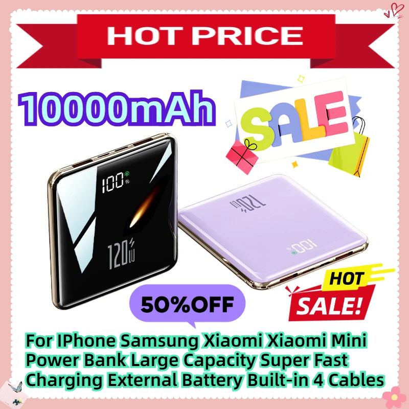For IPhone Samsung Xiaomi Xiaomi 10000mAh Mini Power Bank Large Capacity Super Fast Charging External Battery Built-in 4 Cables 
For IPhone Samsung Xiaomi Xiaomi 10000mAh Mini Power Bank Large Capacity Super Fast Charging External Battery Built-in 4 Cables